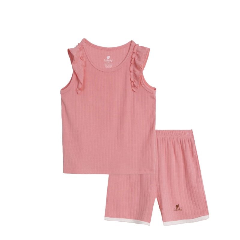 Bộ sát nách Lullaby bé gái NH837R Hồng cam