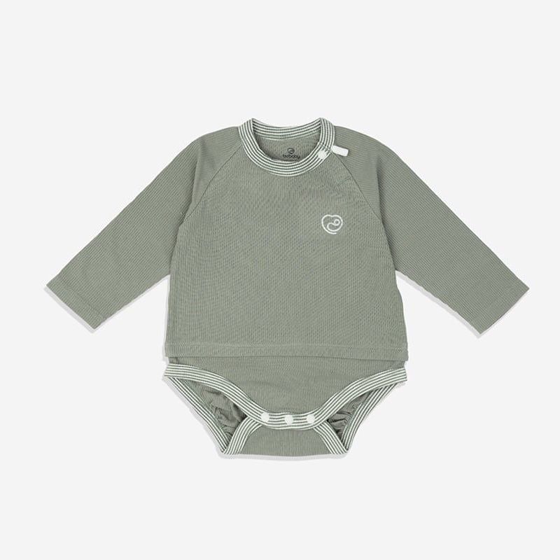 Body chip dài tay Bu Baby cài vai Siro Xanh Olive
