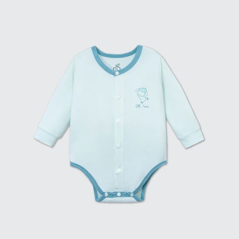 Body chip dài tay La Pomme cúc giữa phối màu Xanh