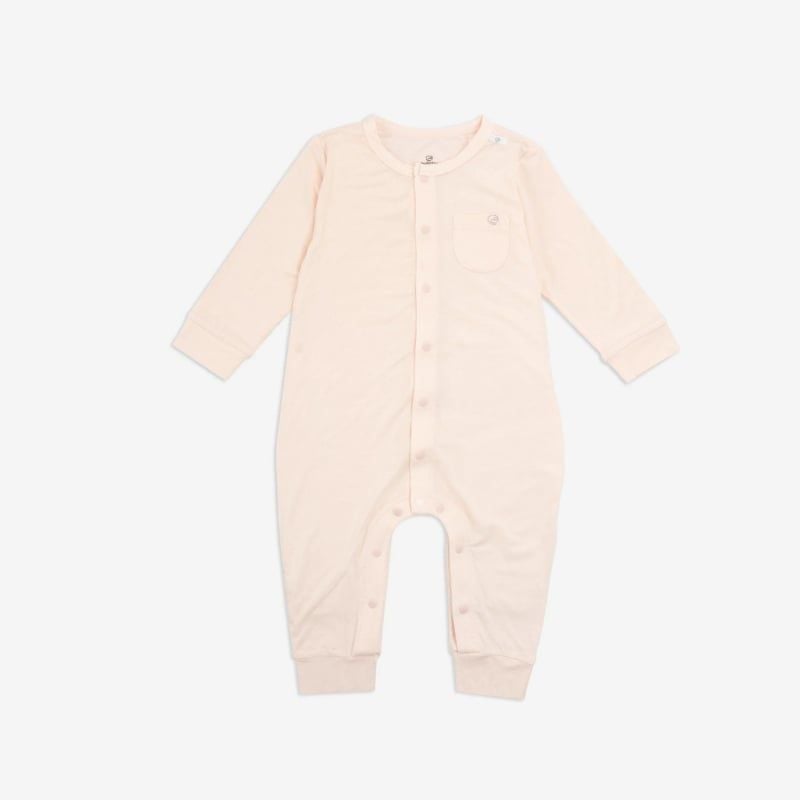 Body dài tay Bu Baby cài giữa Bambus Hồng 1