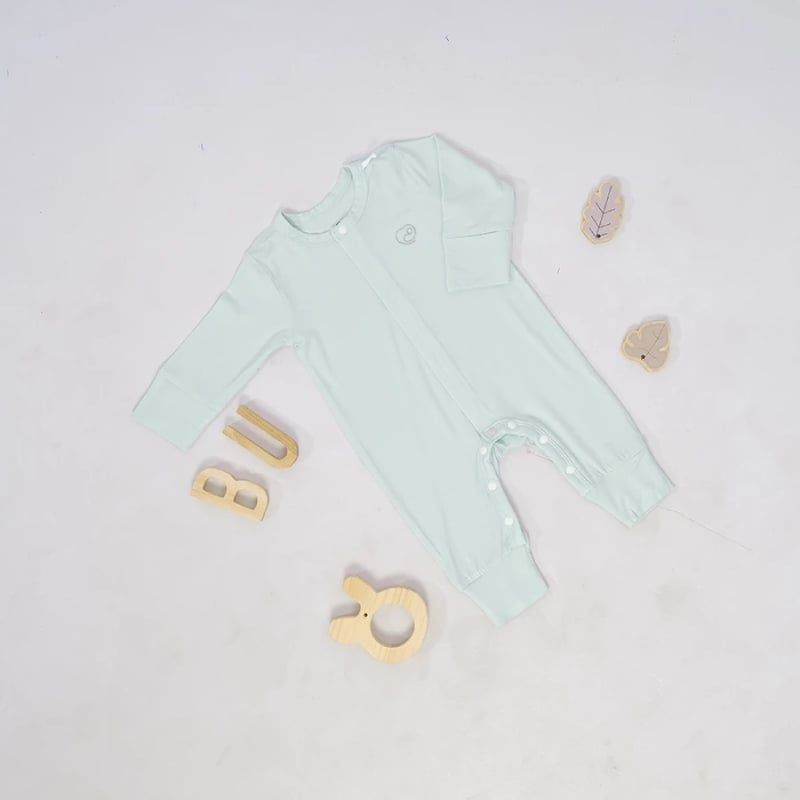Body dài tay Bu Baby cài giữa Bambus Xanh bạc hà