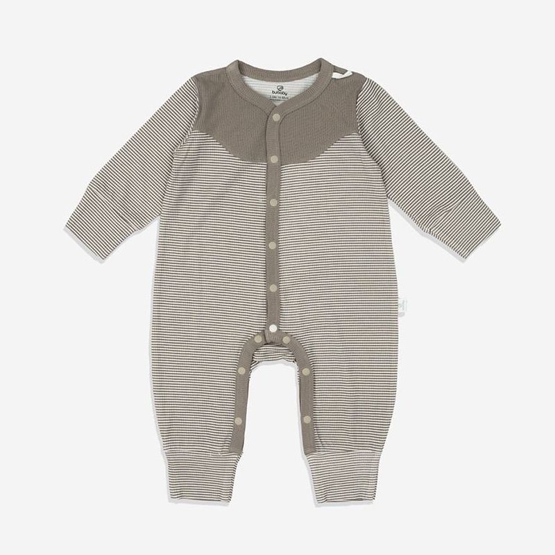 Body dài tay Bu Baby cài giữa Siro Kẻ nâu - nâu