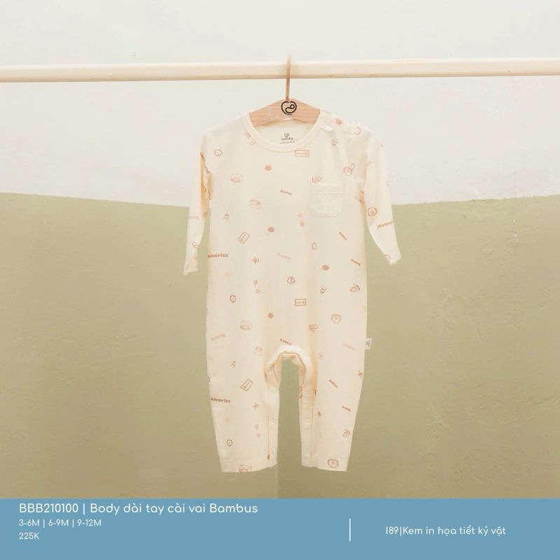 BODY DÀI TAY BU BABY CÀI VAI BAMBUS KEM IN HỌA TIẾT KỶ VẬT