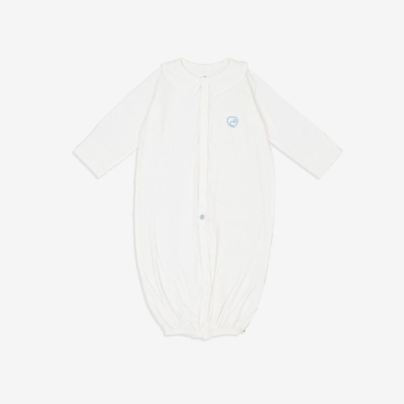 Body dài tay Bu baby cài giữa cổ Peter pant 2 in 1 Bambus Trắng
