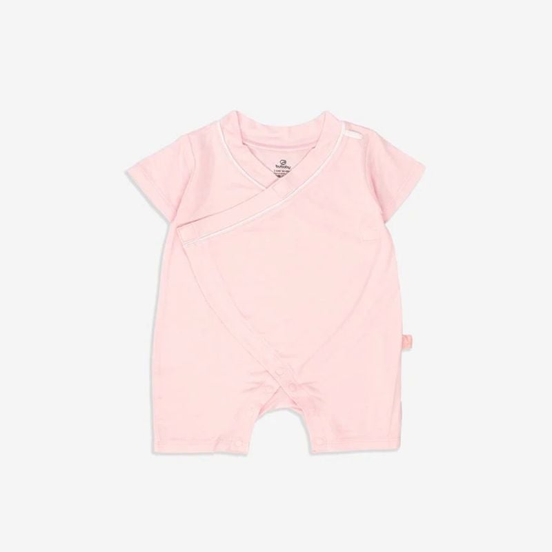 Body đùi, ngắn tay Bu Baby cài chéo Bambus Hồng nhạt
