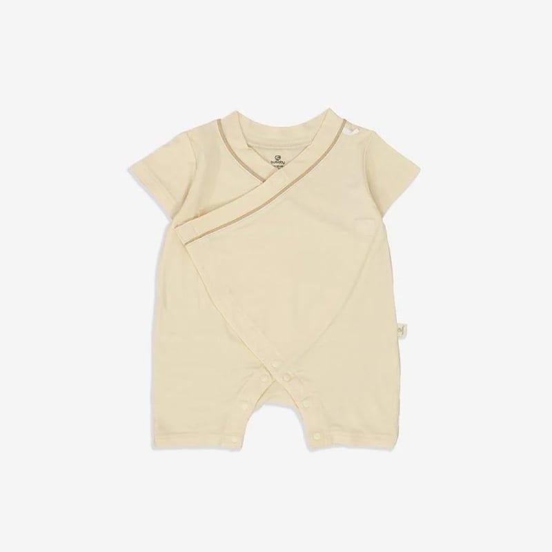 Body đùi, ngắn tay Bu Baby cài chéo Bambus Kem