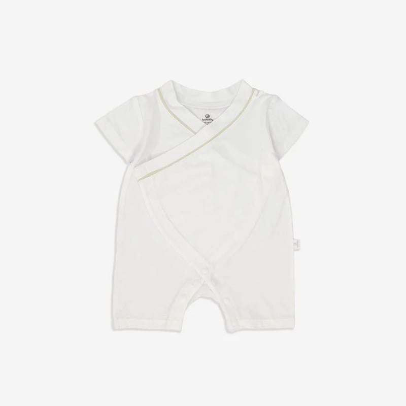 Body đùi, ngắn tay Bu Baby cài chéo Bambus Trắng