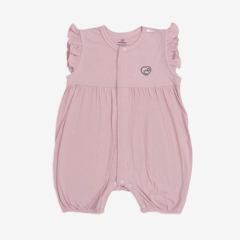 Body đùi ngắn tay Bu Baby cài giữa Hồng vỏ đỗ