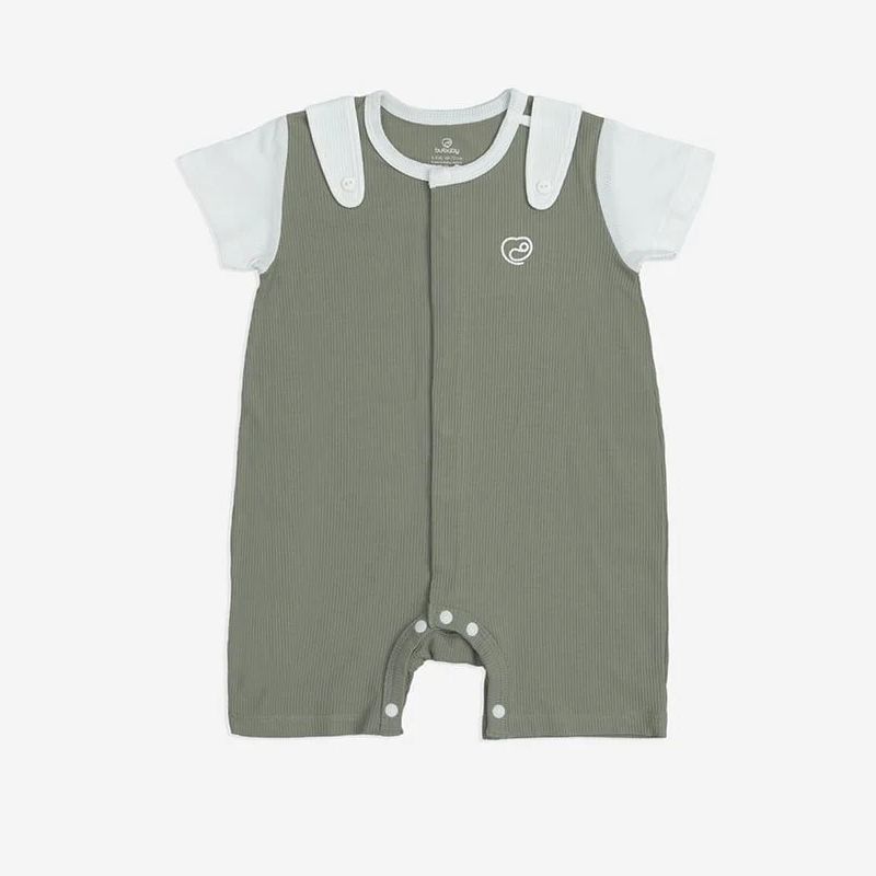 Body đùi ngắn tay Bu Baby cài giữa Xanh Olive