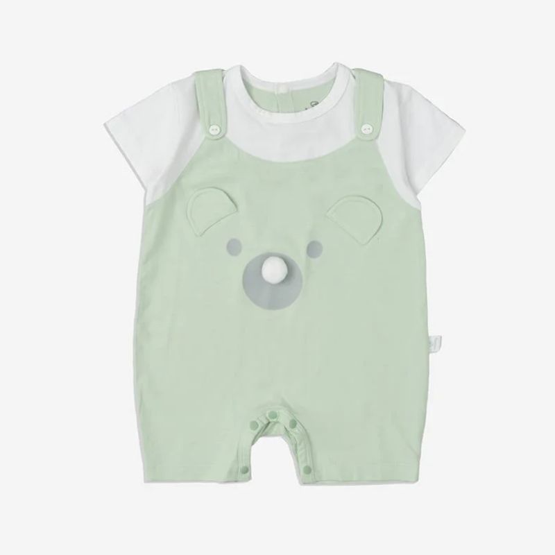 BODY ĐÙI NGẮN TAY BU BABY GIẢ YẾM BAMCO XANH MATCHA - TRẮNG