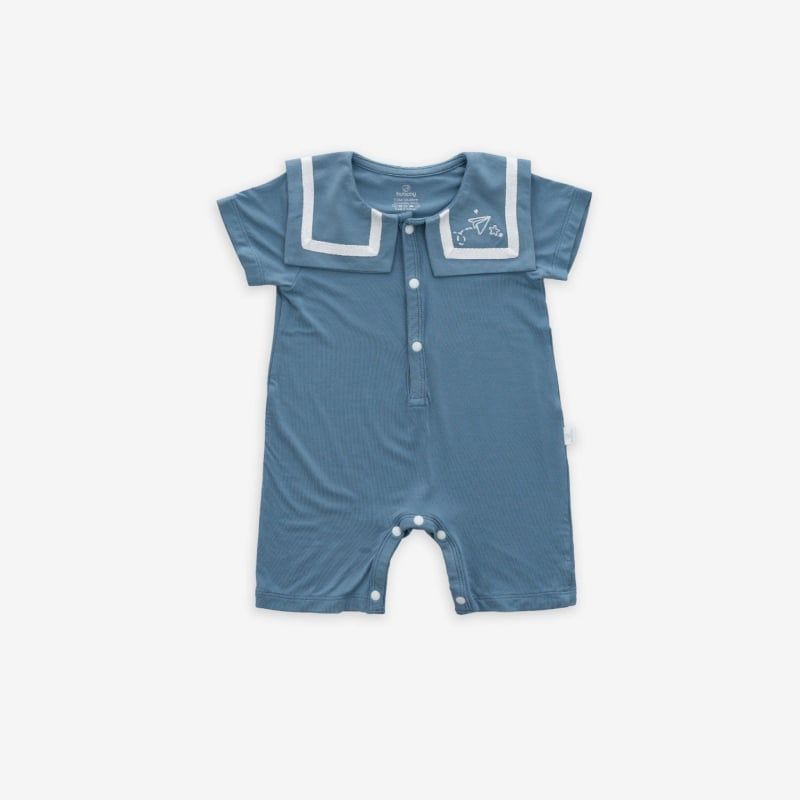 Body ngắn tay cổ thủy thủ Bu Baby Bambus Gami Xanh đậm