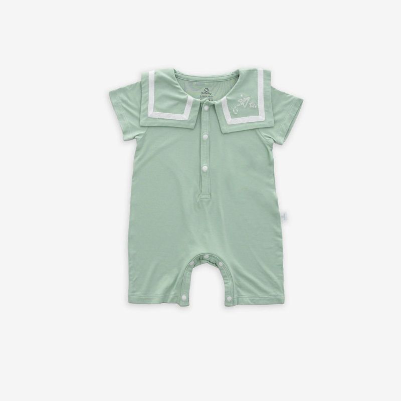 Body ngắn tay cổ thủy thủ Bu Baby Bambus Gami Xanh lục