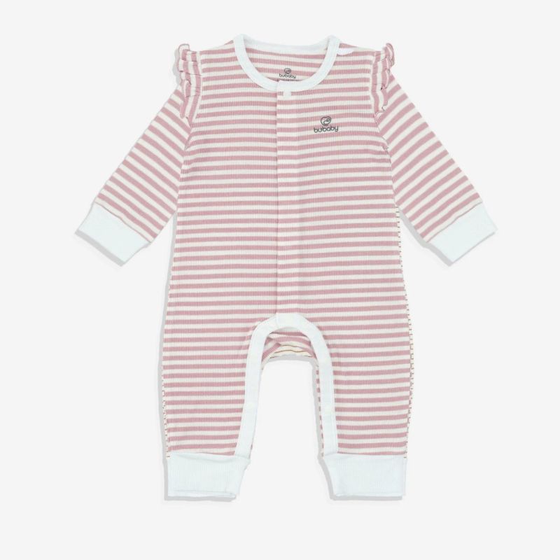 BODY DÀI TAY BÈO VAI, CÀI GIỮA BU BABY SIRO STRIPY KẺ TRẮNG HỒNG