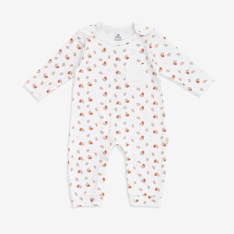 Body dài tay cổ chồm Bu Baby Gloute Trắng in ké nâu
