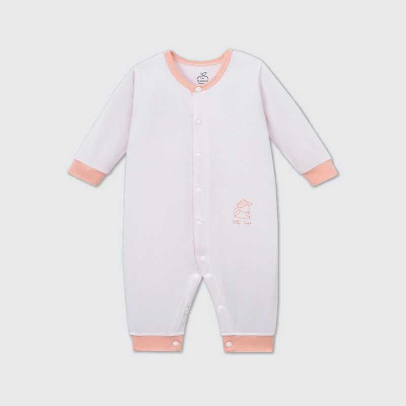 Body dài tay La Pomme cúc giữa phối màu Hồng