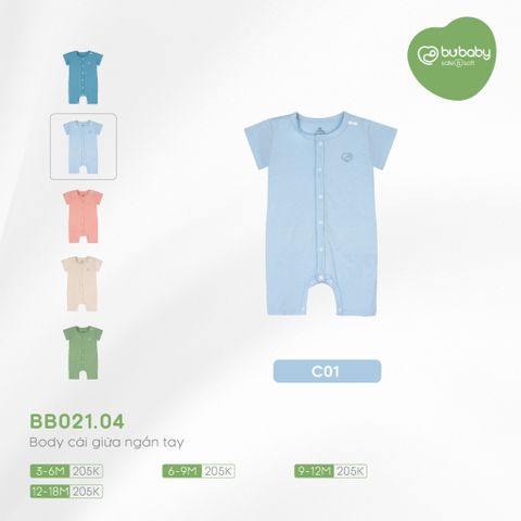 Body cài giữa ngắn tay BU Baby Bambus Blue BB021.04