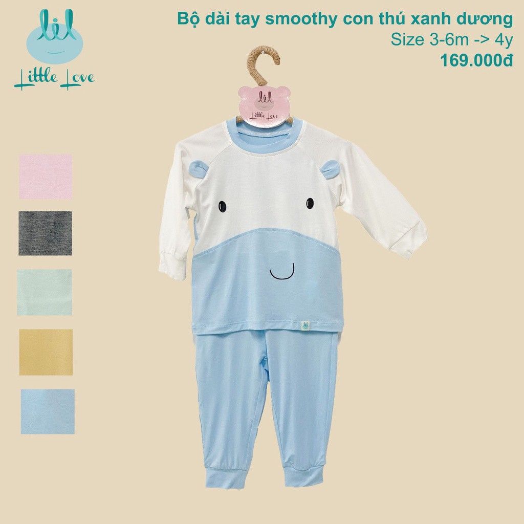 BỘ QUẦN ÁO BAMBOO LIL DÀI SMOOTHY CON VẬT MÀU XANH DƯƠNG