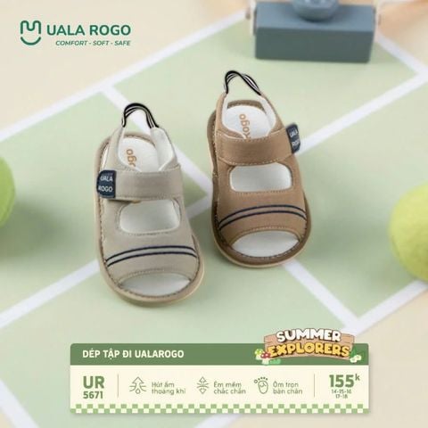 Dép tập đi Uala&Rogo mũi hở kẻ ngang thể thao