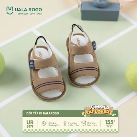 Dép tập đi Uala&Rogo mũi hở kẻ ngang thể thao