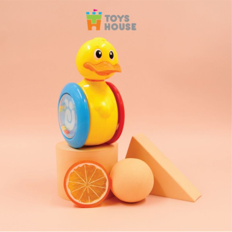 Đồ chơi lật đật có bánh xe cho bé Toyshouse 006-1 hình vịt vàng