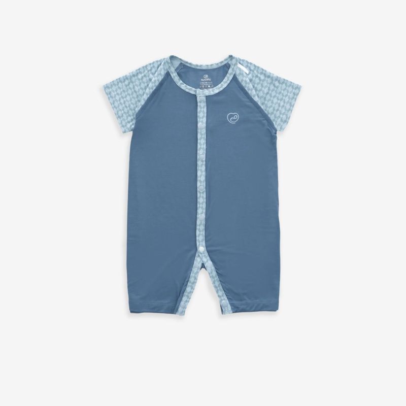 BODY NGẮN TAY CÀI GIỮA BU BABY BAMBUS ICONIC 2 XANH ĐẬM BLUE IN ICONIC 2