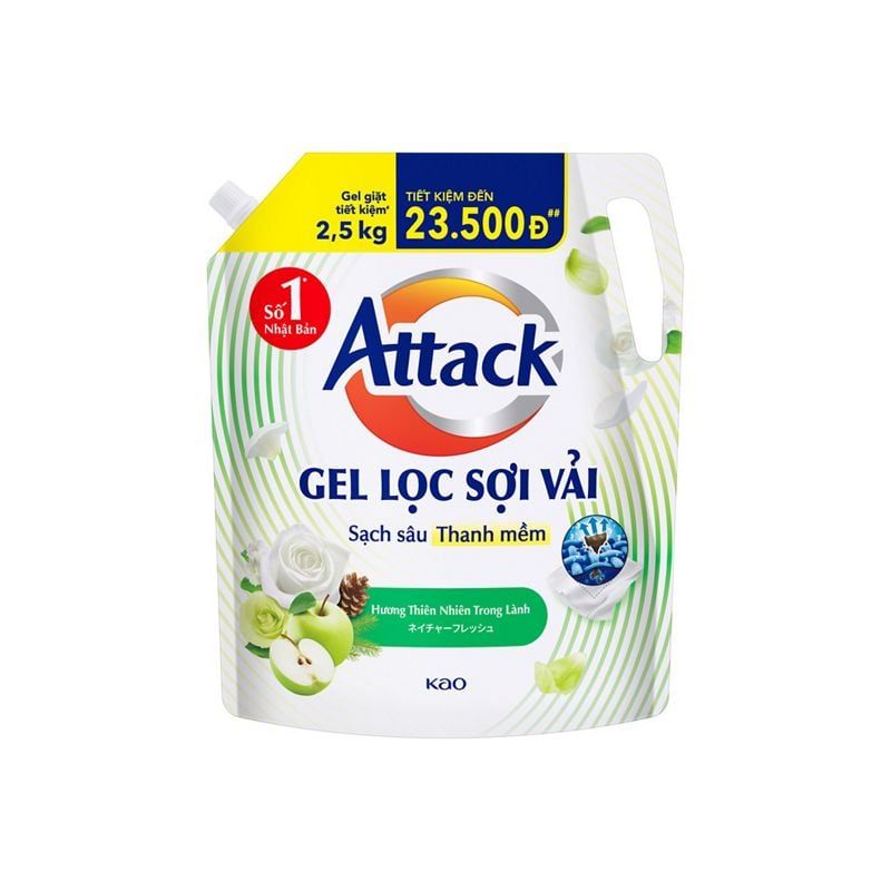 GEL GIẶT ATTACK HƯƠNG THIÊN NHIÊN TRONG LÀNH 2.5KG