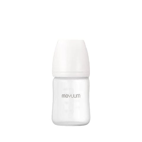 Bình sữa Moyuum thủy tinh tráng silicon 150ml (Set gồm bình + Núm 0-3m)