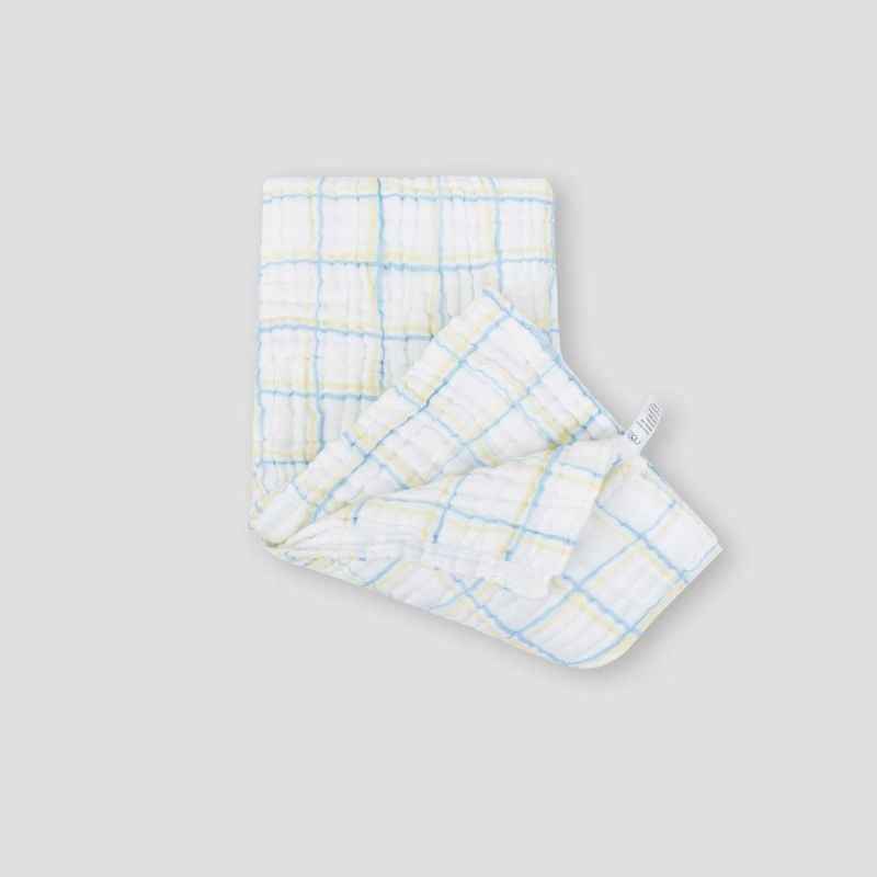 KHĂN ĐA NĂNG NOUS MUSLIN 6 LỚP HỌA TIẾT KẺ XANH