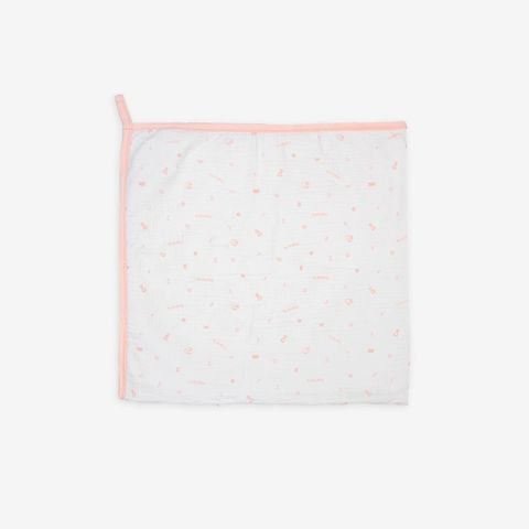 Khăn quấn đa năng Bu Baby Muslin Free size Trắng in Bubaby hồng cam