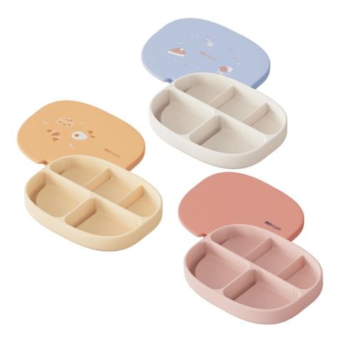 Khay ăn dặm Moyuum Silicone Suction Plate màu Xanh