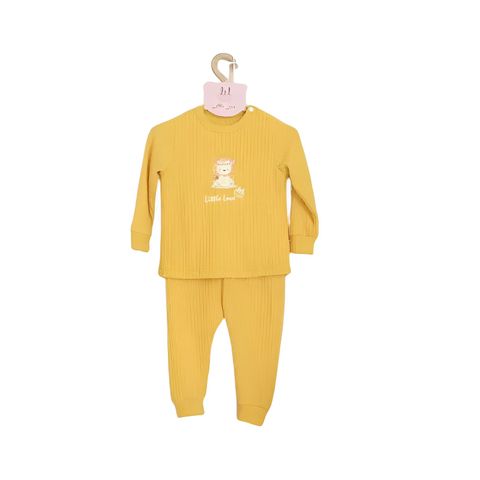 Bộ dài tay Bamboo LIL len in trước ngực màu vàng cam