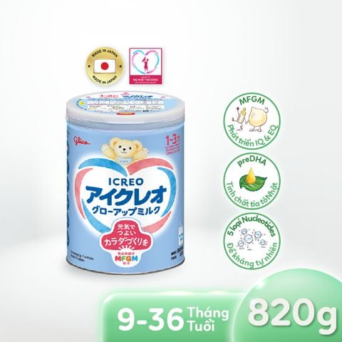 Sản phẩm dinh dưỡng công thức Glico Icreo Grow Up Milk (Icreo số 1) 820g