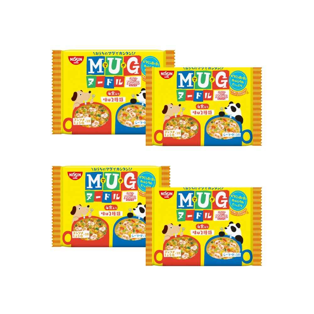 Combo 4 Mỳ ăn dặm MUG Nissin màu vàng gói 94g
