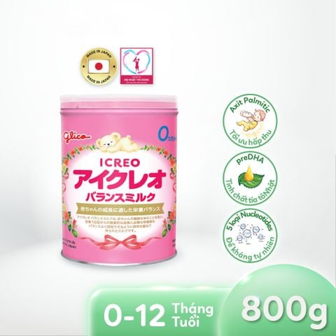 Combo 3 lon SPDD công thức Glico Icreo Balance Milk số 0 hộp 800g (Date 12/2025)