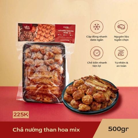 Pack chả nướng than hoa mix Kílô cấp đông 500g
