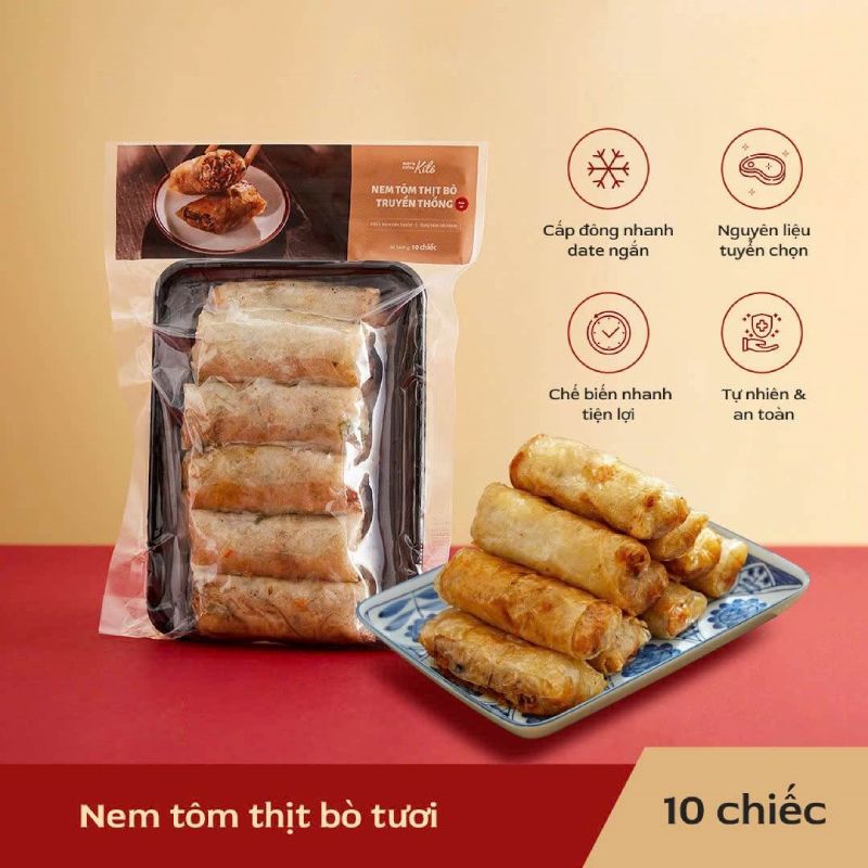 PACK NEM TÔM THỊT BÒ TƯƠI 10 KÍLÔ CẤP ĐÔNG 10 CHIẾC