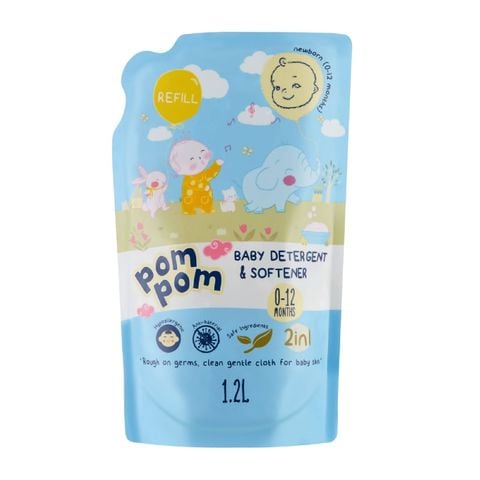 Combo 2 nước giặt xả Pom Pom Newborn (0-12 tháng) túi 1200ml