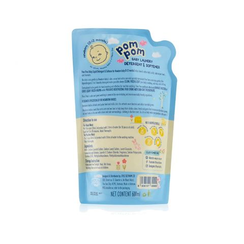 Nước giặt xả Pom Pom Newborn (0-12 tháng) túi 600ml