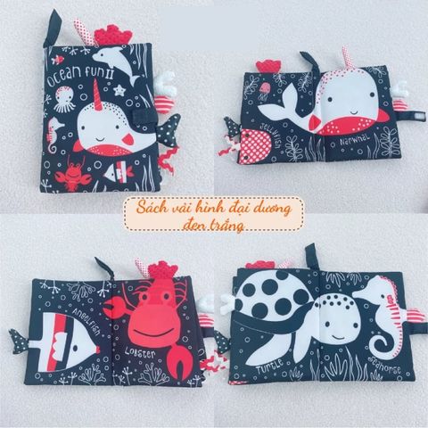 Sách vải giáo dục sớm - phát triển đa giác quan Toys House hình đại dương đen trắng (0m+) Size lớn 1021-TH-QB006I