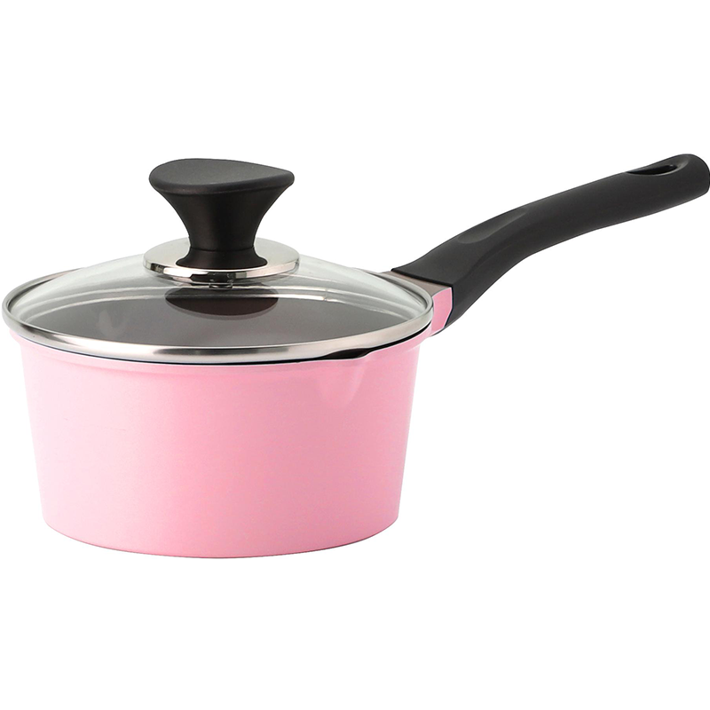 QUÁNH NHÔM TRÁNG SỨ HAPPY HOME ĐÁY TỪ ORSAY CERAMIC SAUCEPAN MÀU HỒNG 18CM