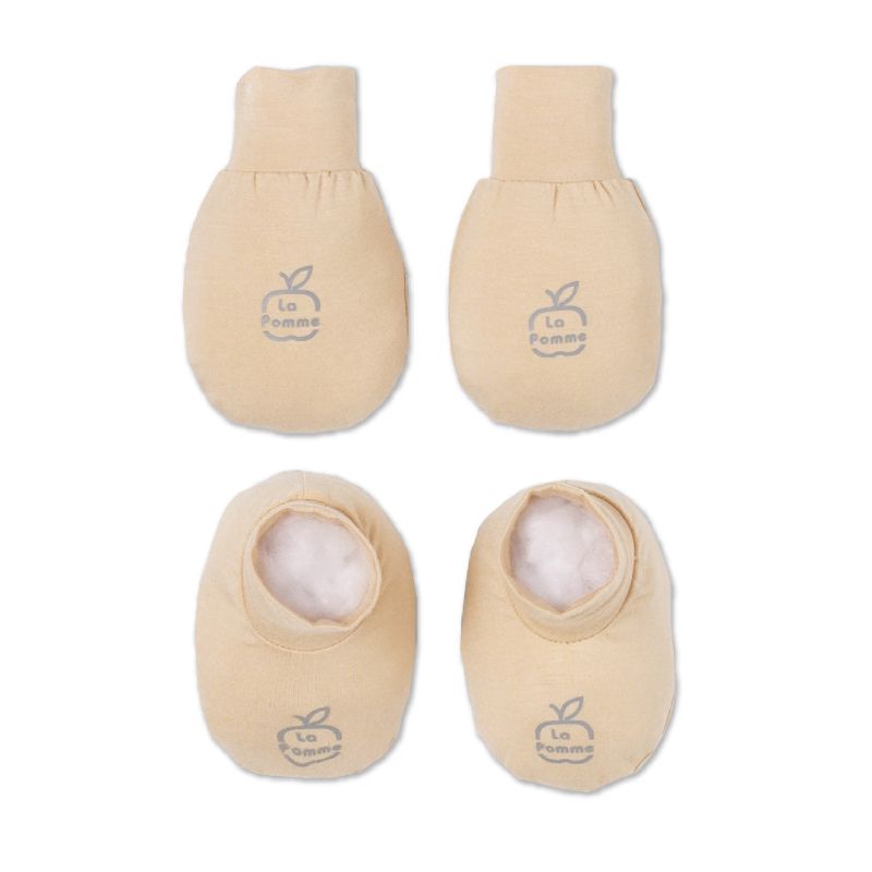 Set bao tay bao chân sơ sinh La Pomme hoạ tiết Be
