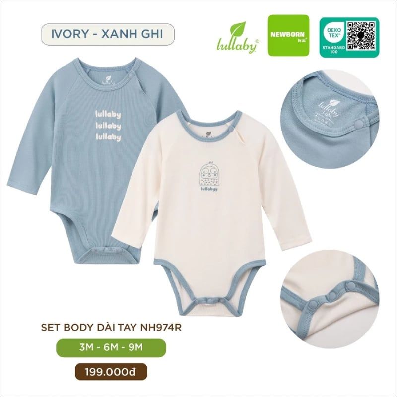 Set body dài tay Lullaby NH974R - Ivory - Xanh ghi