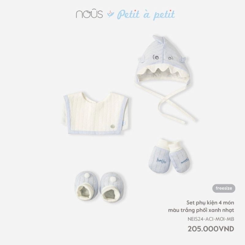 SET PHỤ KIỆN 4 MÓN NOUS MÀU TRẮNG PHỐI XANH NHẠT