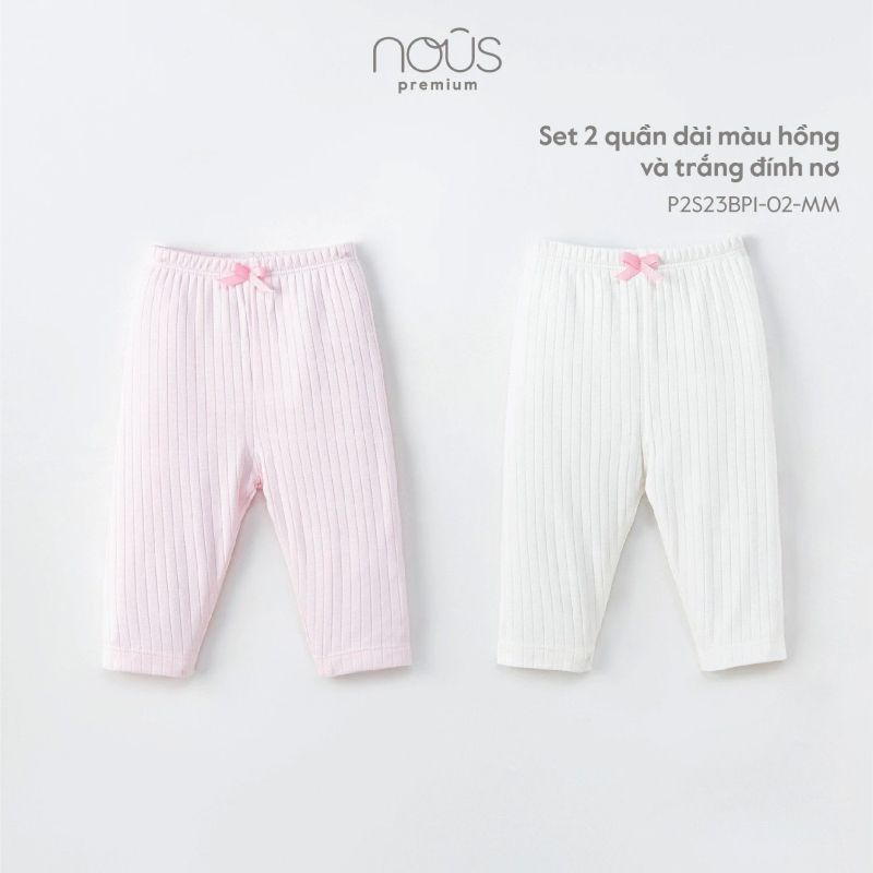SET 2 QUẦN DÀI NOUS MÀU HỒNG VÀ TRẮNG ĐÍNH NƠ
