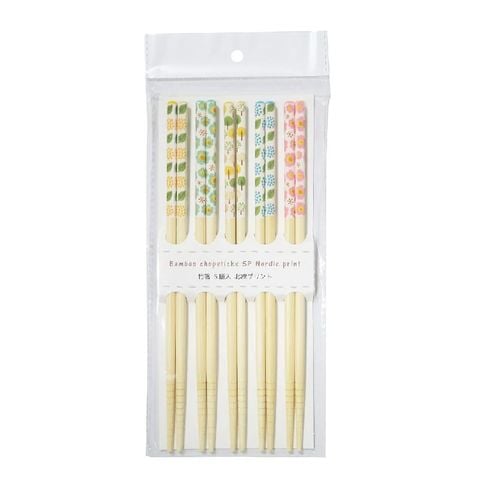 Set 5 đôi đũa gỗ Hayashi mẫu hoa lá 22.5cm