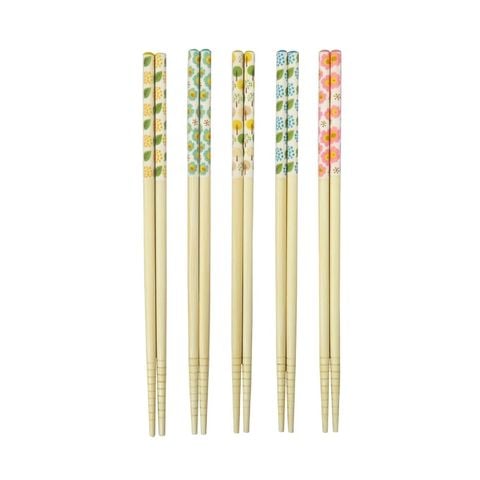 Set 5 đôi đũa gỗ Hayashi mẫu hoa lá 22.5cm