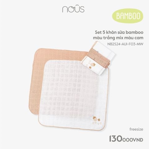 Set 5 khăn sữa Nous bamboo màu trắng