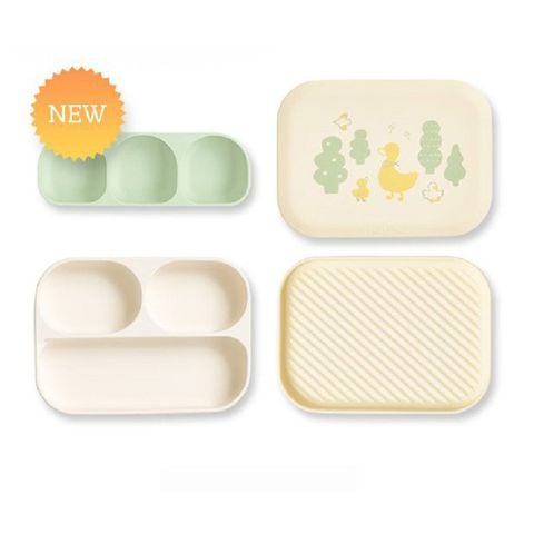 Set khay ăn dặm Silicone bạch kim cao cấp Dono&Dono Ducky Yellow