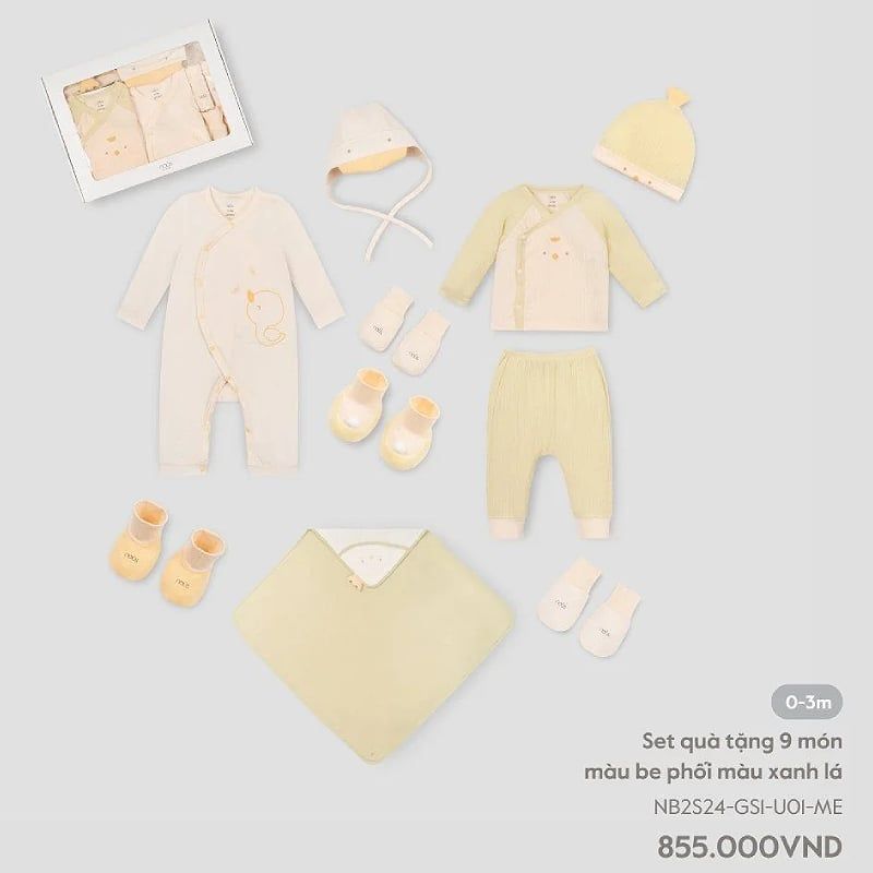 Set quà tặng Nous 9 món màu be phối màu xanh lá 0M