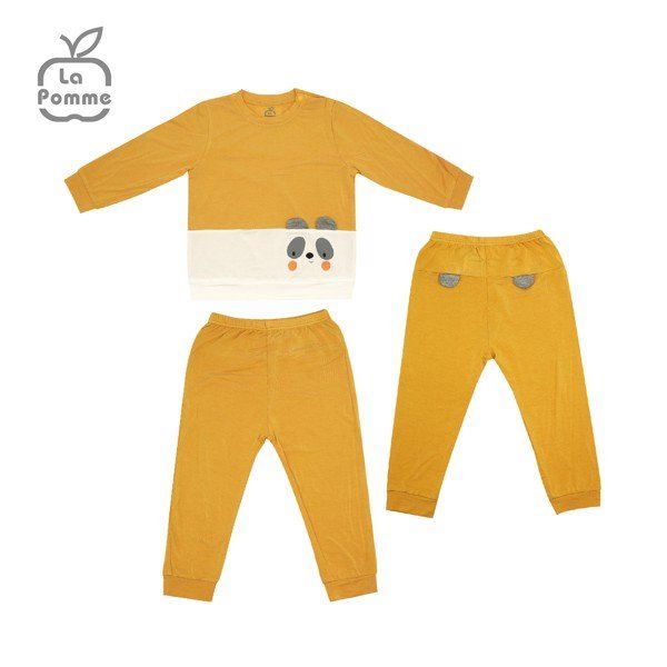 BỘ QUẦN ÁO LA POMME DÀI TAY PHỐI MÀU CƠ BẢN VÀNG